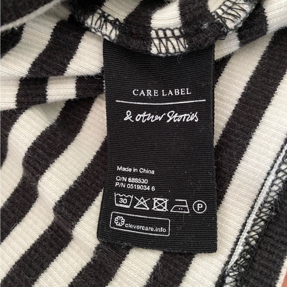 Stockholm Atelier & Other Stories Size 4 Trumpet Sleeve Turtleneck Striped Top - Picture 6 of 9